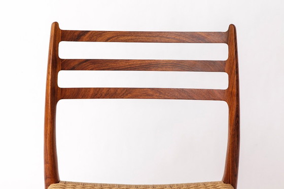 Image 1 of Niels Otto Møller Modell 78 Palisander Esszimmerstuhl - Dänischer Cord Sitz, 1960er Mid Century Modern, 2er Set erhältlich