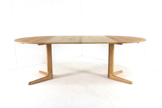 Image 1 of Danish oak round 2x extendable dining table dining table vintage