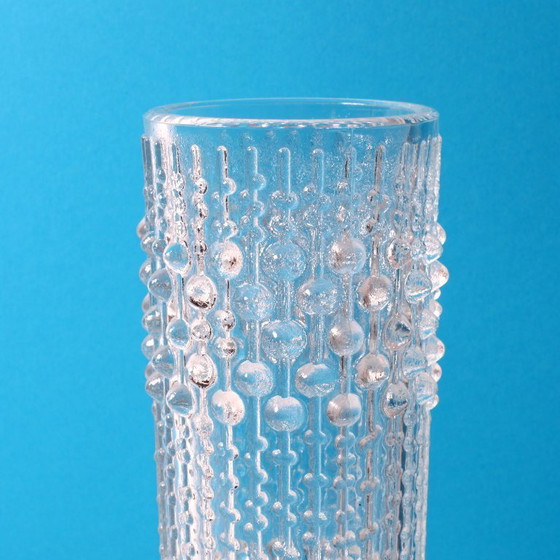 Image 1 of Mid-century Clear Pressed Glass Vase / CandleWax Design / Czech Republic / 1972