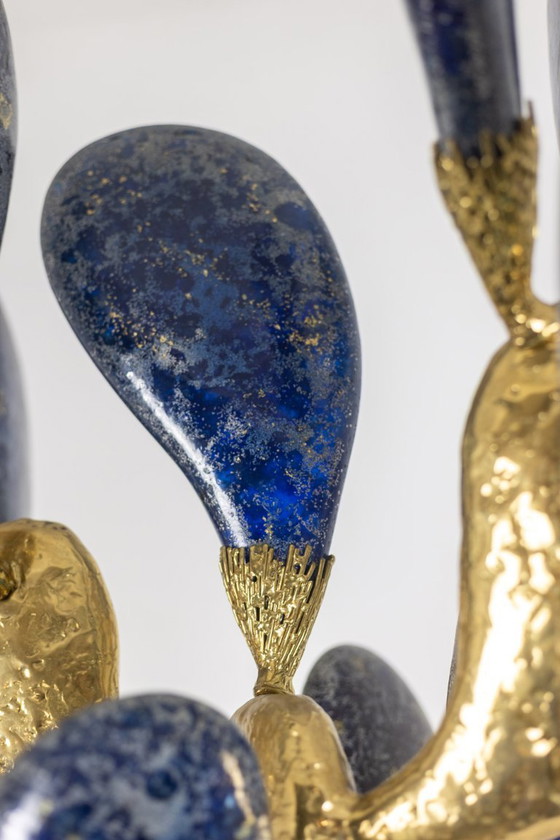 Image 1 of Jacques Duval Brasseur, Groot cactussculptuur in verguld messing. 1992