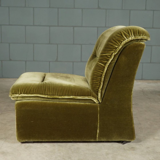 Image 1 of Mid-century modular sofa – green velvet – 1970s