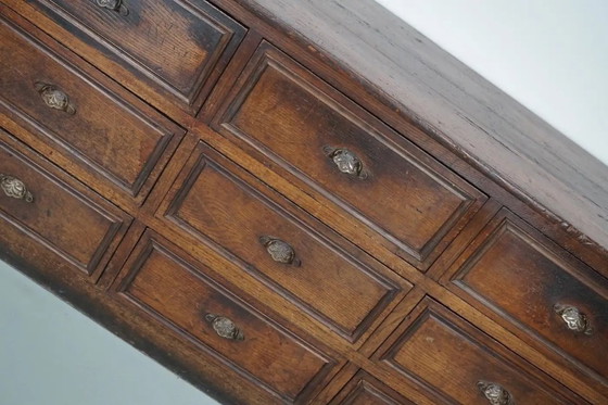 Image 1 of Armoire d'apothicaire/classeur ancienne en chêne et bois fruitier français, début du XXe siècle