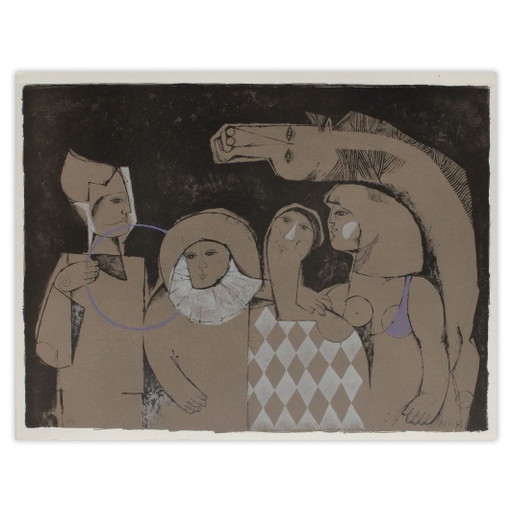 Samy BRISS Les saltimbanques - la noce Signed lithograph 1977