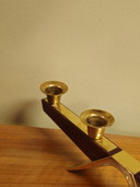 Vintage Teak Teak Wood Brass Candlestick Candle Holder