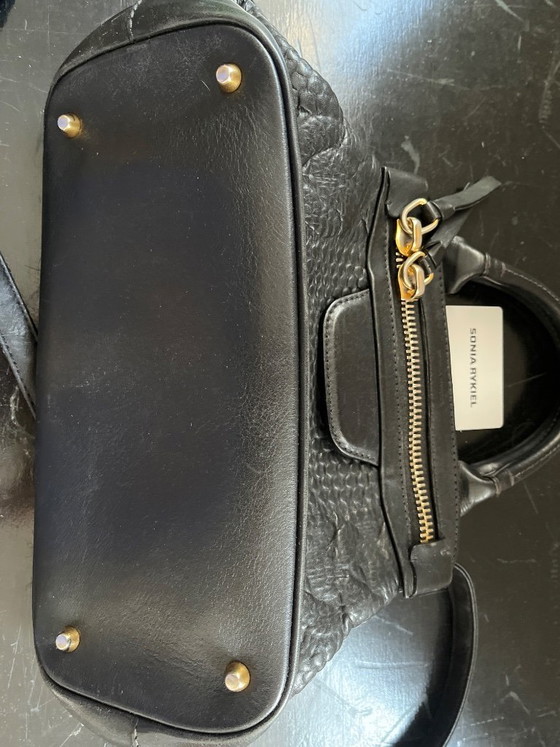 Sonia Rykiel handtas, zwart leer, Top handle tassen, Metaal (foto 5 van 6)