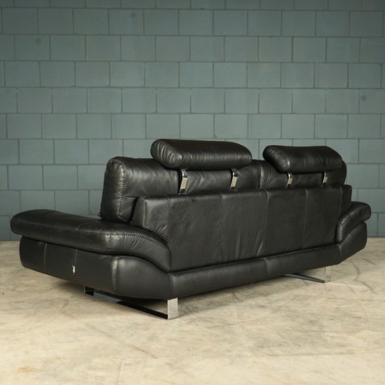 Image 1 of Divano a tre posti LaNouva – pelle nera – cromato