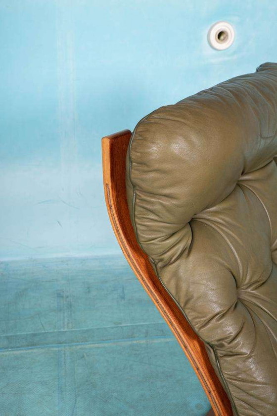 Image 1 of Midcentury leather armchair 60s space age lounge chair