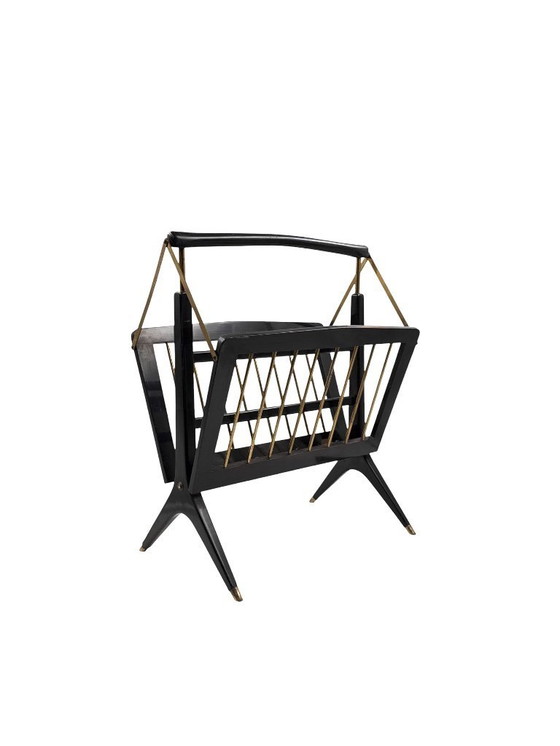 Image 1 of Zeitschriftenständer aus Messing im Mid-Century-Modern-Stil, Ico e Luisa Parisi, Italien, 1950