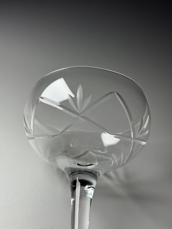 Image 1 of Holmegaards Glasværk - Años 20 - Juego de 6 copas de cóctel y champán de cristal grabadas a mano - Modelo Ulla