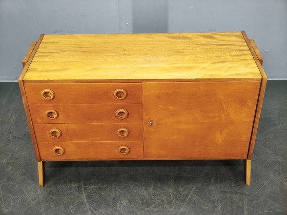 Image 1 of 1960s Czechoslovak Maple Sideboard with Drawers and Cabinet