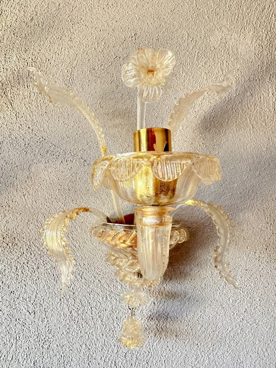 Vintage Pair Murano Wall lights Gold – Metal, Murano Glass (photo 8 of 11)