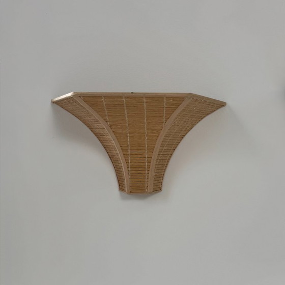 Image 1 of Pair of vintage wall sconces, wooden slats, France, 1980