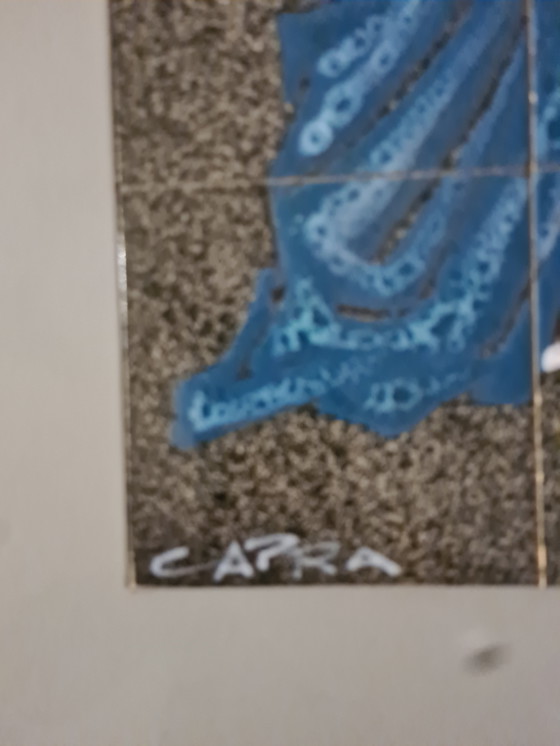 Image 1 of Glasierte Keramikwandplatte – Stilisierte weibliche Figur – signiert Capra – 1970er Jahre