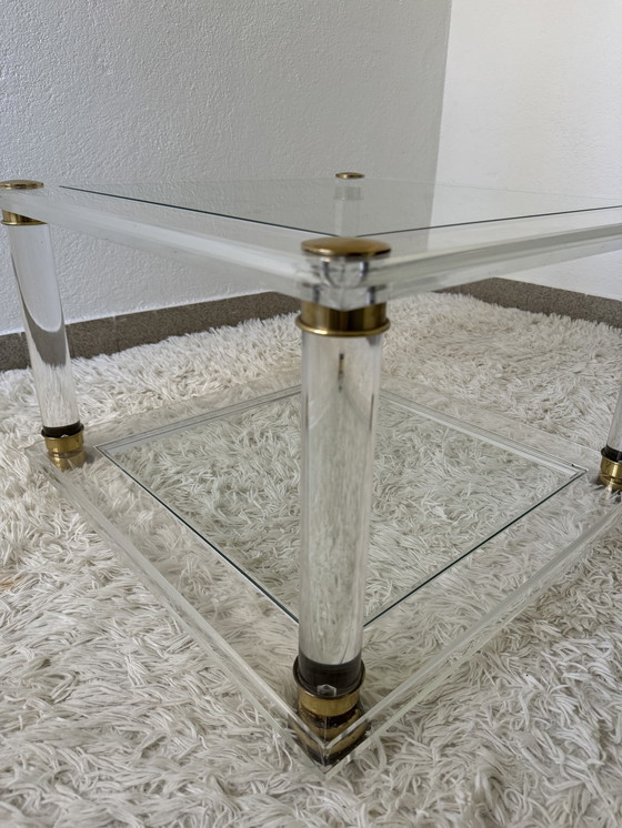 Image 1 of Brass Plexiglas Coffee Table 70s