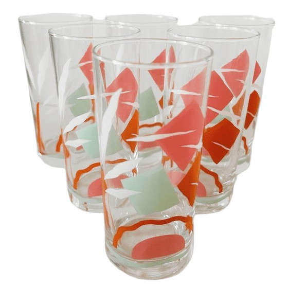 Image 1 of Vintage Mid-century retro limonade glazen rekje 1960's