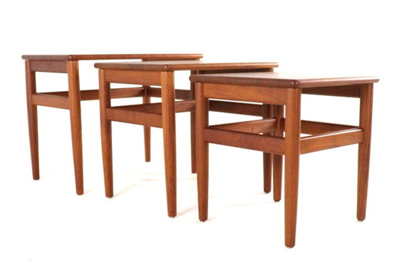 Set of 3 Danish Nesting Tables Side Tables Solid Teak Vintage Restored – Wood (photo 3 of 19)