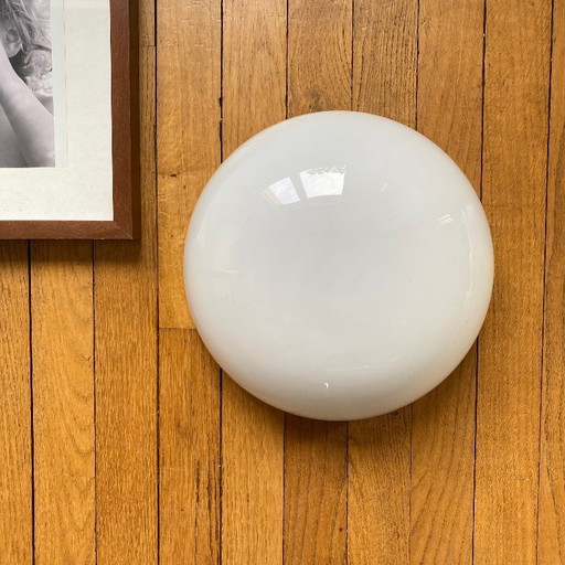 Grande lampada da parete/soffitto semisferica, 30 cm, vetro opalino bianco