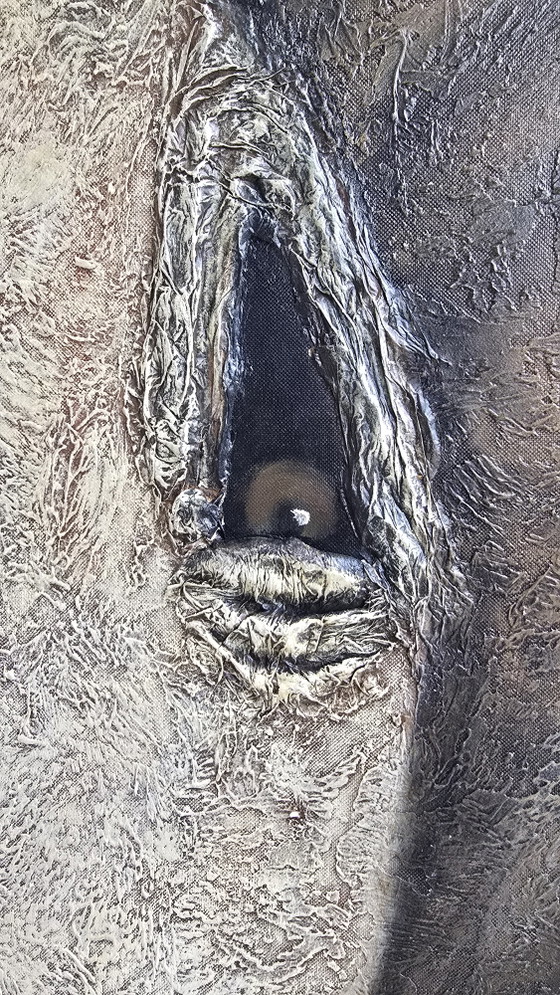 Large 3D Texture Painting Elephant L. Paramault (150x75) – Paintings & Drawings, Wood, Canvas (photo 7 of 13)