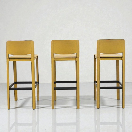 Image 1 of Sgabelli da bar in pelle di Tito Agnoli per Matteo Grassi