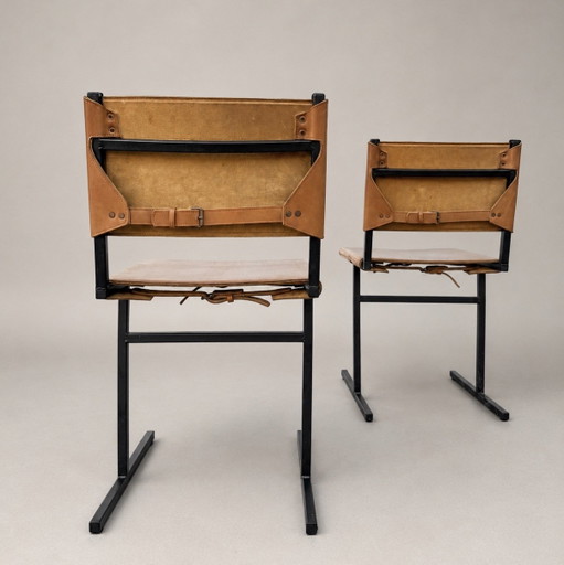 5 sedie Memento — Jesse Sanderson per WDSTCK, pelle color cognac – eetkamerstoelen, Leather, Metal (photo 2 of 15)