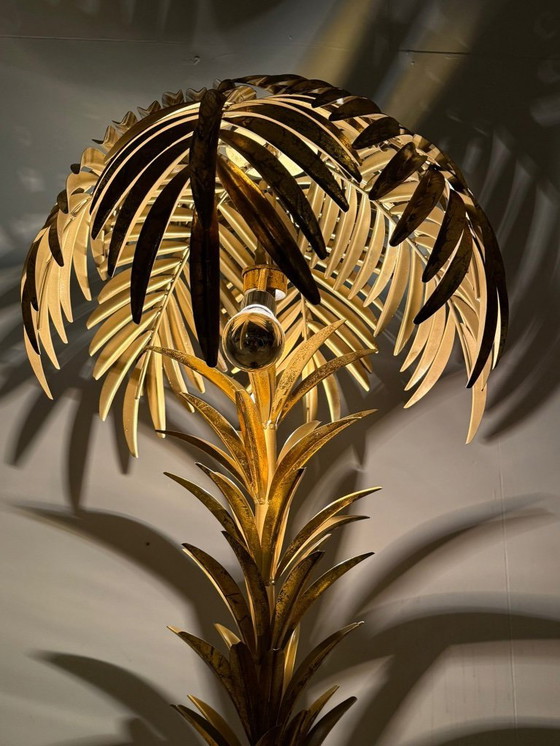Image 1 of Gran lámpara de pie/palmera estilo Hollywood Regency, al estilo de Maison Jansen, Francia, década de 1970
