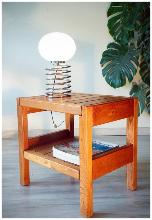 Beistelltisch aus massiver Ulme, Roche Bobois, 1980