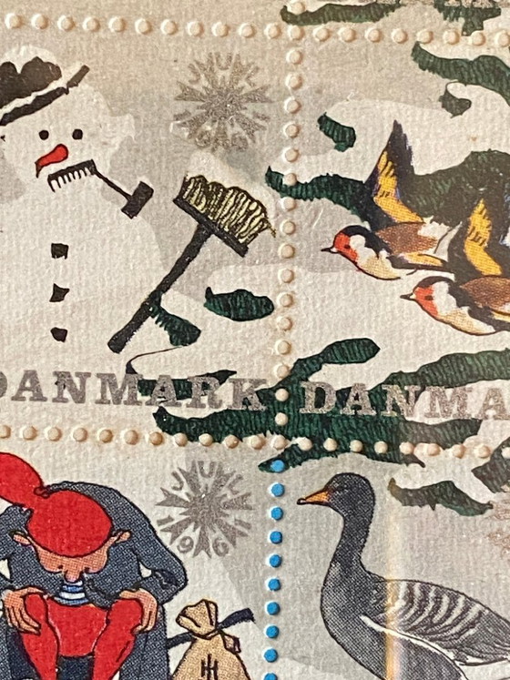 Cinque fogli originali incorniciati di francobolli natalizi danesi (1959-1964) – Stampe artistiche, Carta (photo 11 of 20)