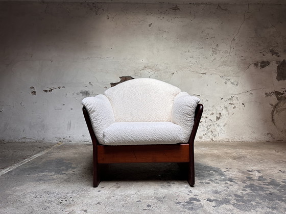 Image 1 of Vintage brutalistische fauteuil bouclé