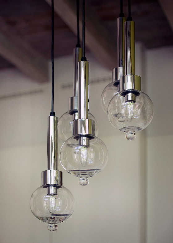 Image 1 of Lampada a sospensione a cascata vintage, cascata spaziale di metà secolo