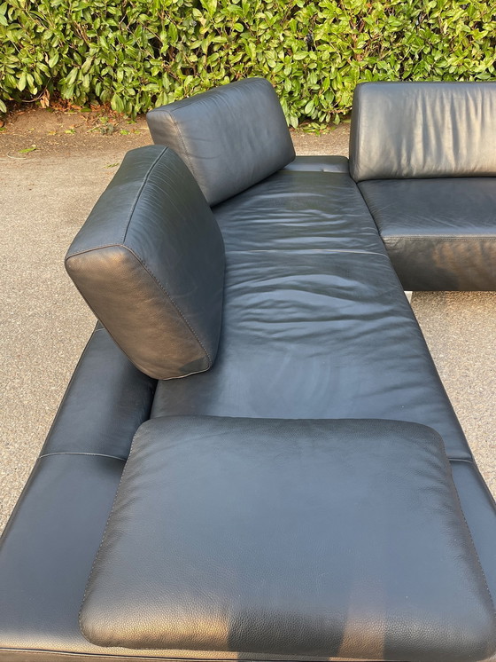 Image 1 of Divano angolare in vera pelle nera Montel