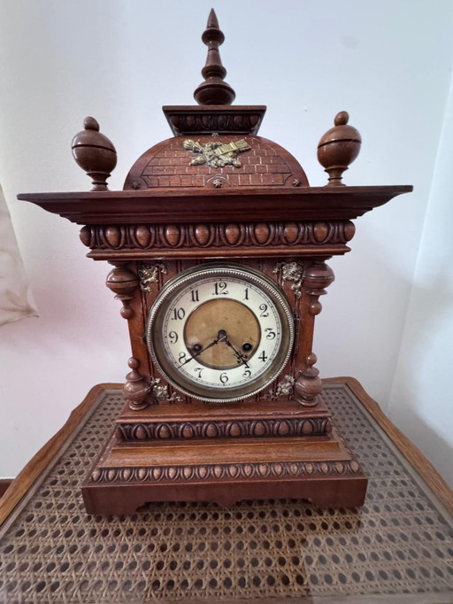 Antike Junghans-Tischuhr, ca. 1900, mechanisches 9-Tage-Schlagwerk