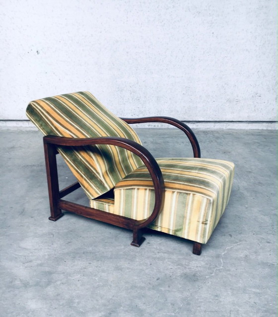 Image 1 of Art Deco Reclining Bentwood Armchair Lounge Chair Set 1930's