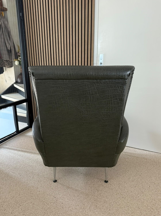 Fauteuil vintage années 50-60 – Skai, Textile (photo 6 of 7)