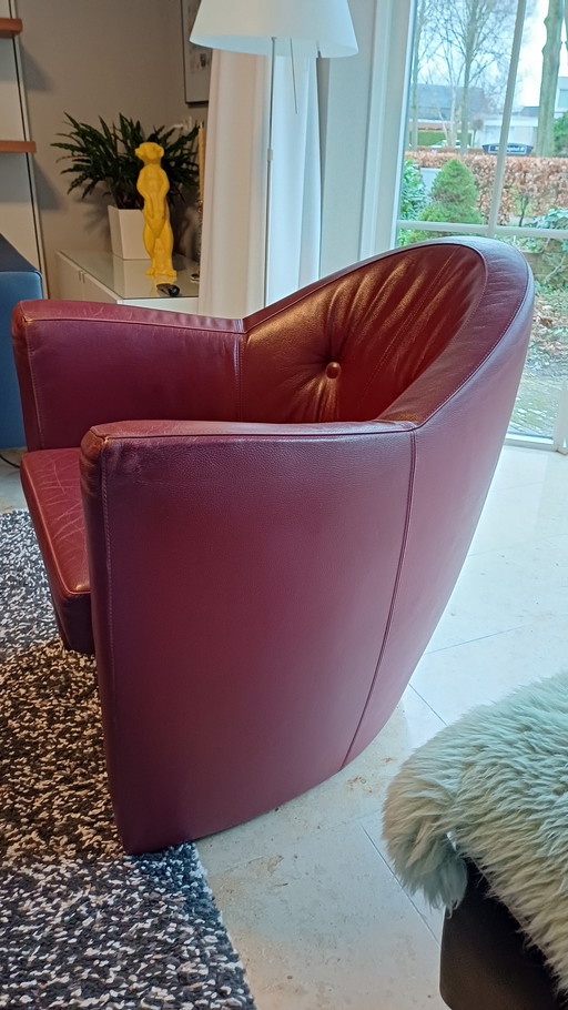 LEOLUX Carabita fauteuil leer donkerrood