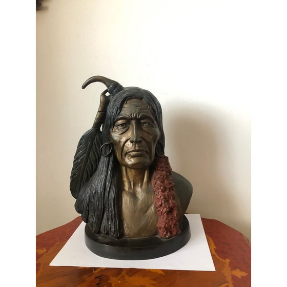 Image 1 of Vintage sculpture of a Native American face