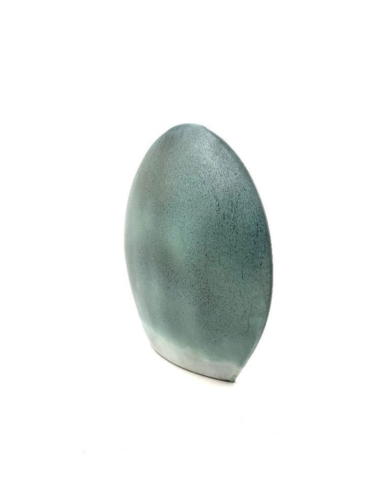 Image 1 of Jarrón solifleur de cerámica azul de mediados de siglo, Francia 1970