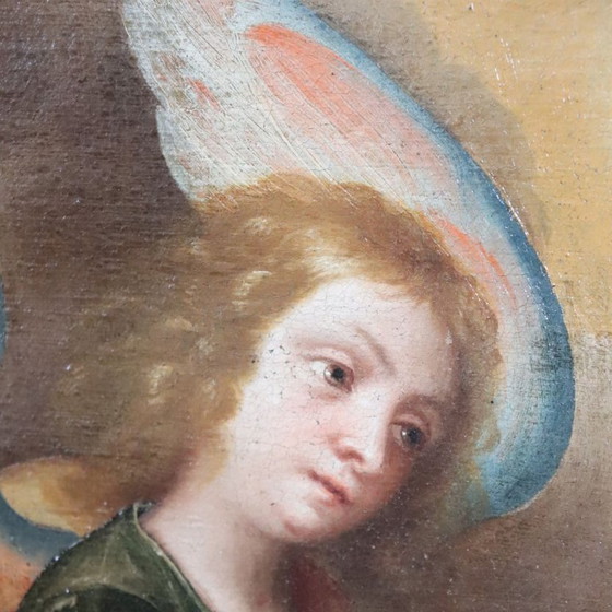 Image 1 of La Anunciación, Italia, siglo XVII, pintura al óleo antigua sobre lienzo.