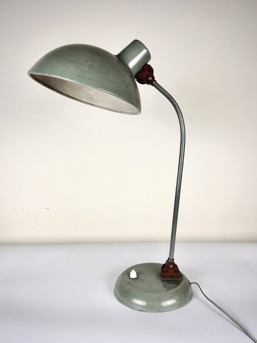 Lampe de bureau industrielle vintage – métal vert, abat-jour XXL