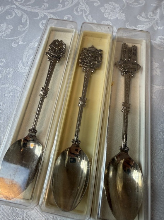 6 Cuillères souvenir vintage plaquées argent Bruxelles Belgique Silberauflage, Couverts, Métal, Argenté (photo 3 sur 13)