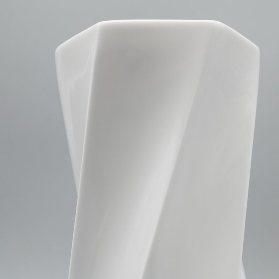 Image 1 of Postmodern Minimalist Chic Twisted Rosenthal Glossy Porcelain Vase Duo Jan Vaart