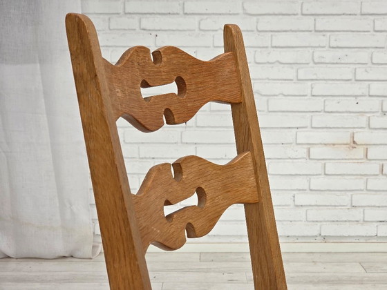 Image 1 of Set van 2 Deense eetkamerstoelen uit de jaren 70, meubelwol, massief eikenhout
