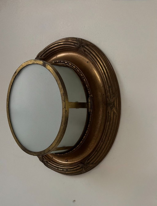 Applique da parete vintage XL, ottone e vetro smerigliato, Francia, 1920