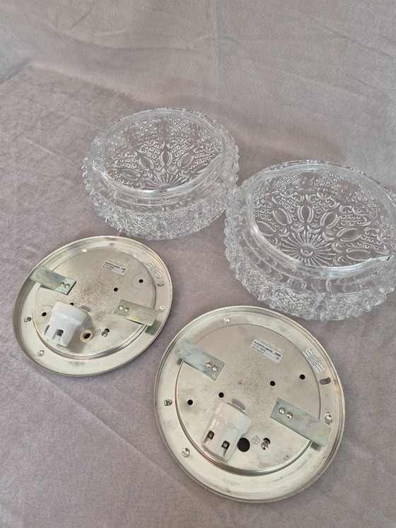 Image 1 of Paire d'appliques/plafonniers encastrés en verre texturé Glashütte Limburg 2485, Allemagne, années 1960-1970