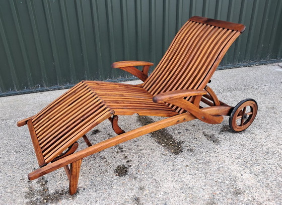 Image 1 of Barkers Traditionals teak lounger with Pandi mattress cushion