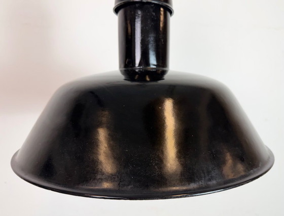 Image 1 of Black Enamel Industrial Pendant Lamp from AEG, 1930s