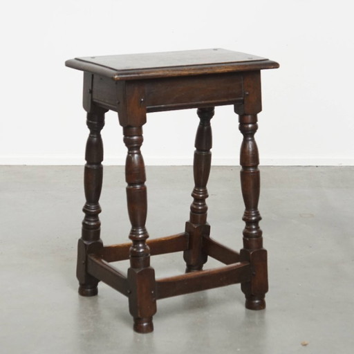 Antique English stool/ joint stool/ side table from the 18th century