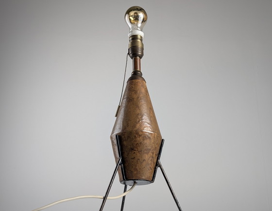 Image 1 of Lampada da tavolo brutalista in ceramica e ferro, anni '50