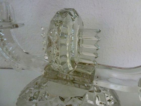Image 1 of 2 bougeoirs en verre pressé Art Déco Feigl & Morawetz