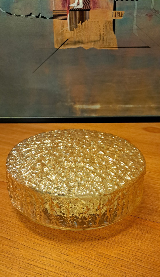 Image 1 of Plafonnier Peill & Putzler – Verre cristal, aspect doré, style rétro années 70