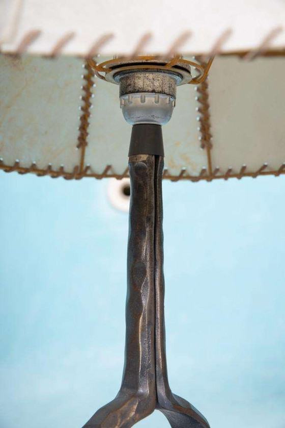Image 1 of Brutalist table lamp 70s vintage bronze table lamp